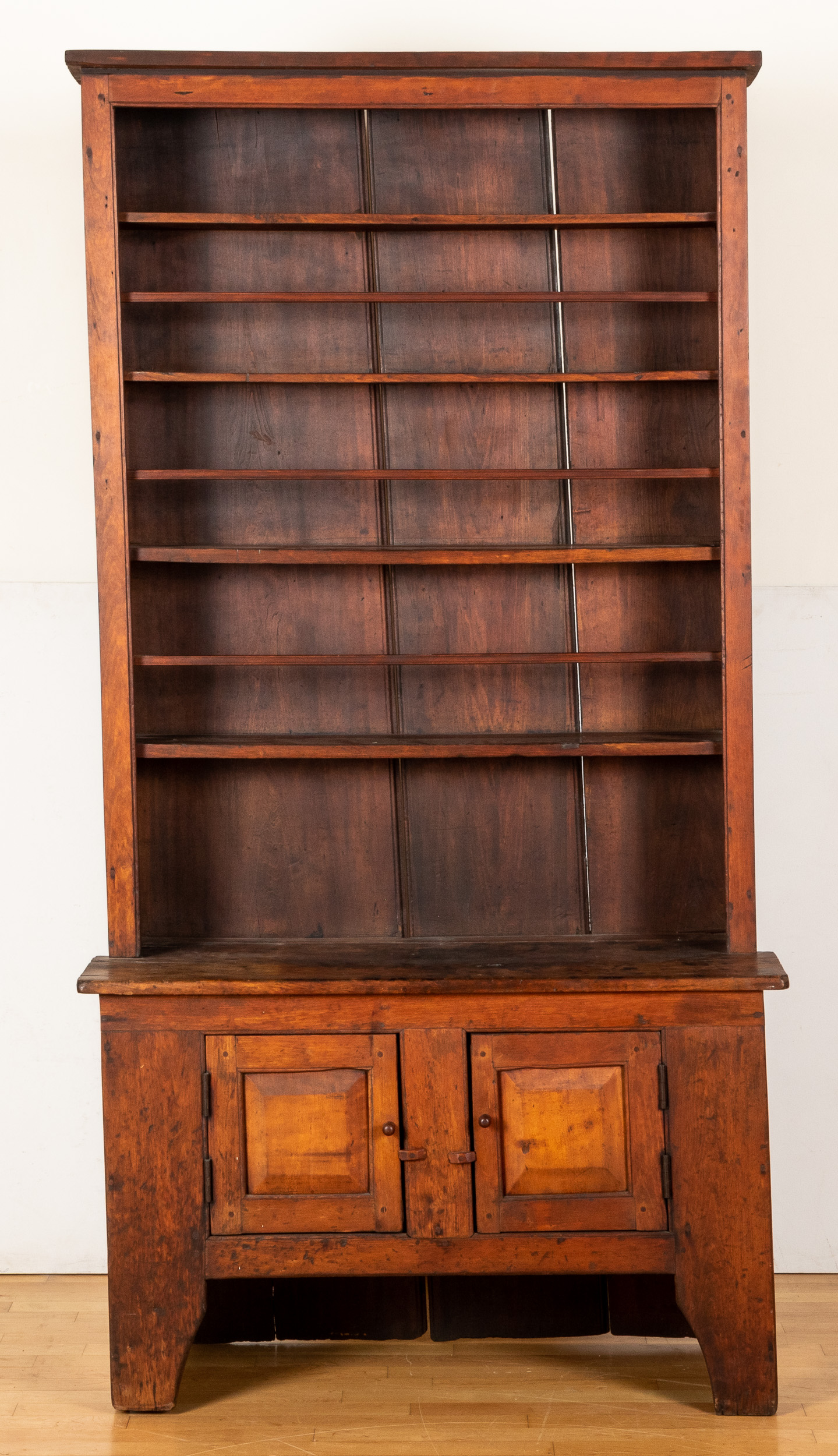 Cherry stepback cupboard, early 19th c.